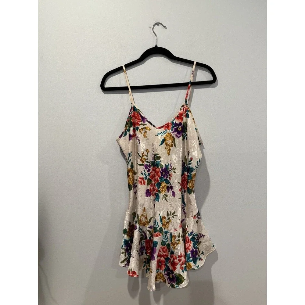 Vtg California Dynasty Lingerie Dress Small Floral Bridal Festival Twee Coquette